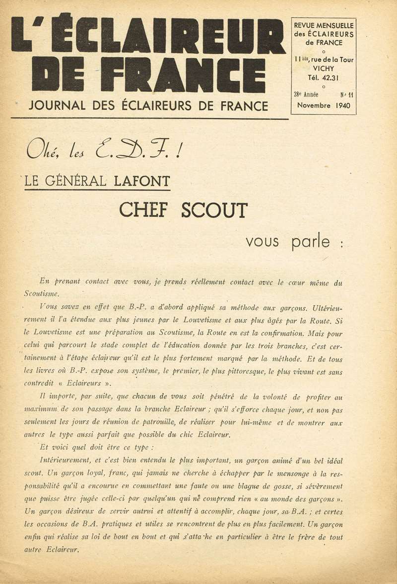 LEDF n11 déc 1940 Général Lafont Chef scout 2 Page 1
