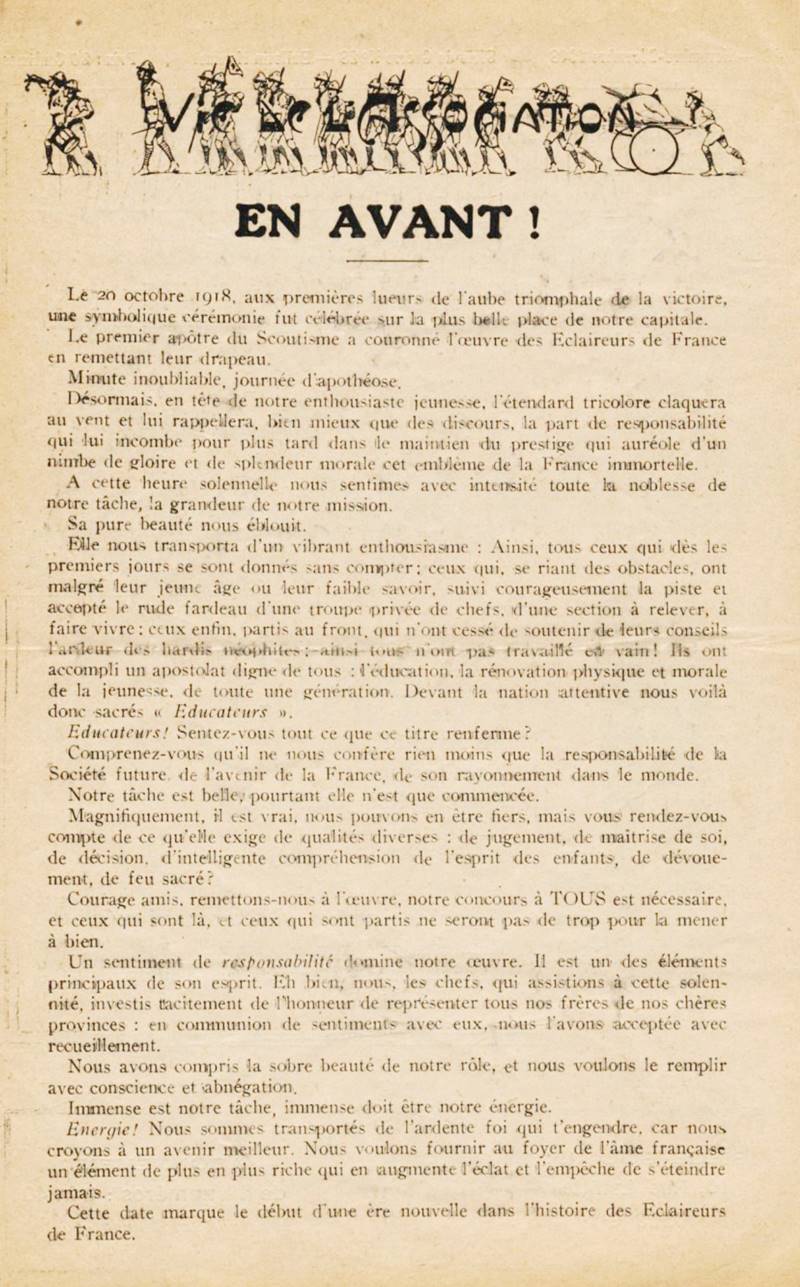 1918 11 LEclaireur de France n38 Page 1